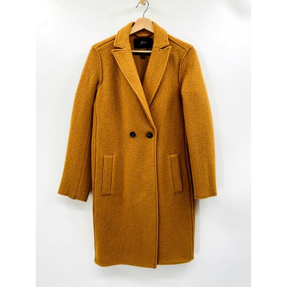 J. Crew 4 Boiled Italian Wool Mustard Yellow Pea Coat - Picture 2 of 7